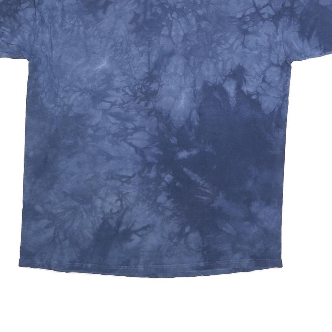 THE MOUNTAIN Mens Blue Tie Dye Graphic T-Shirt L Short Sleeve Crew Neck Unique
