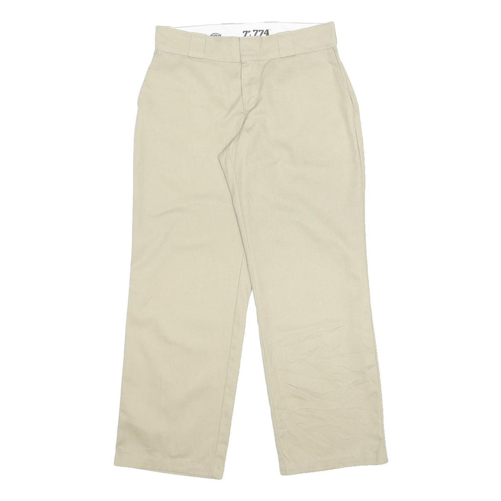 DICKIES Womens Regular Fit Beige Cotton Blend Trousers W28 L28 Casual Work Wear