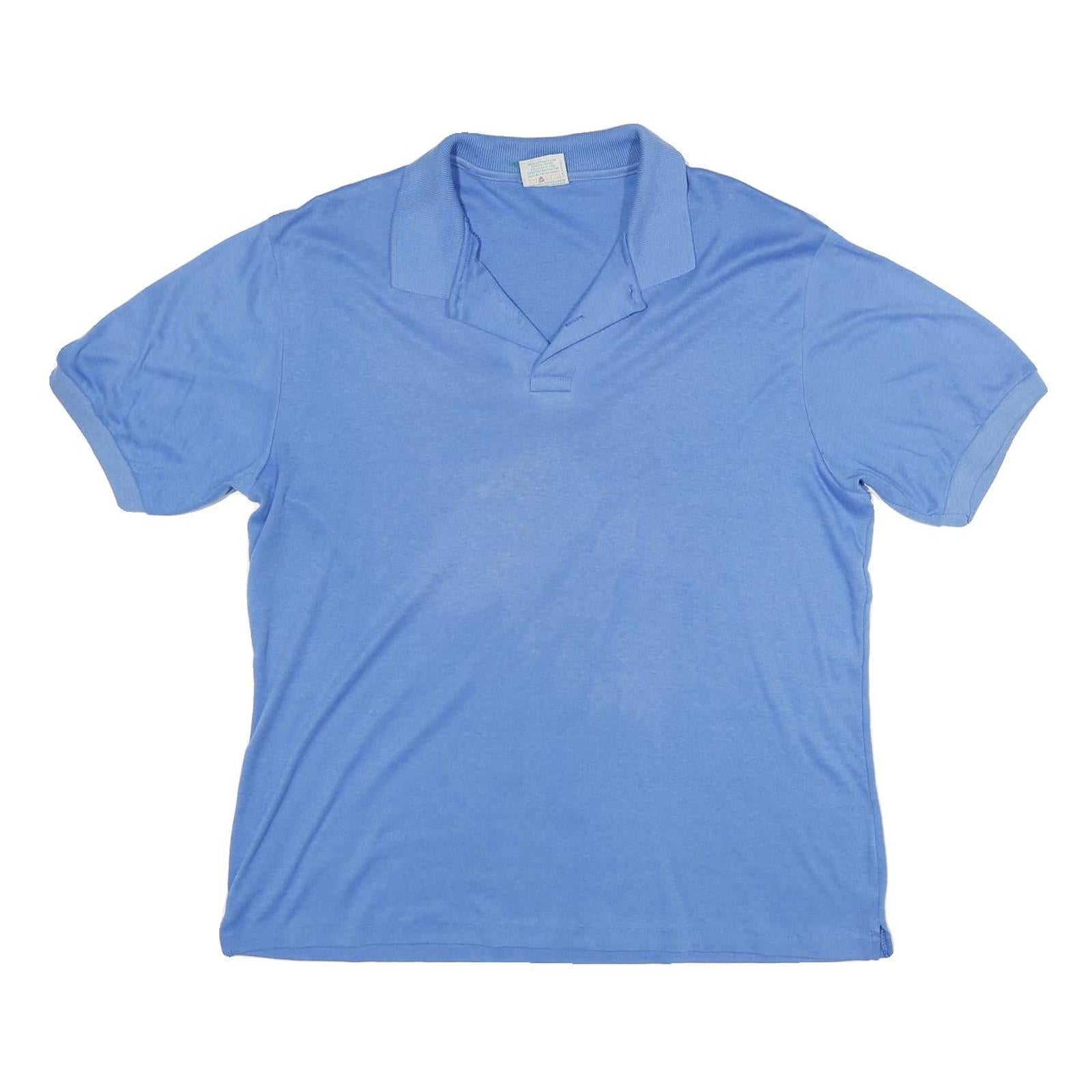 CADILLAC Mens Blue XL Cotton Blend Polo Shirt Short Sleeve Plain Collar Casual