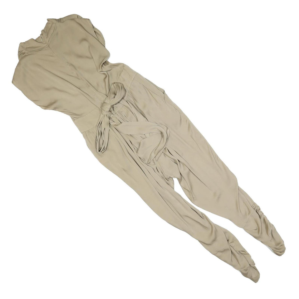 CATHERINE MALANDRINO Womens Beige Playsuit M Sleeveless V-Neck Waist Tie Relaxed