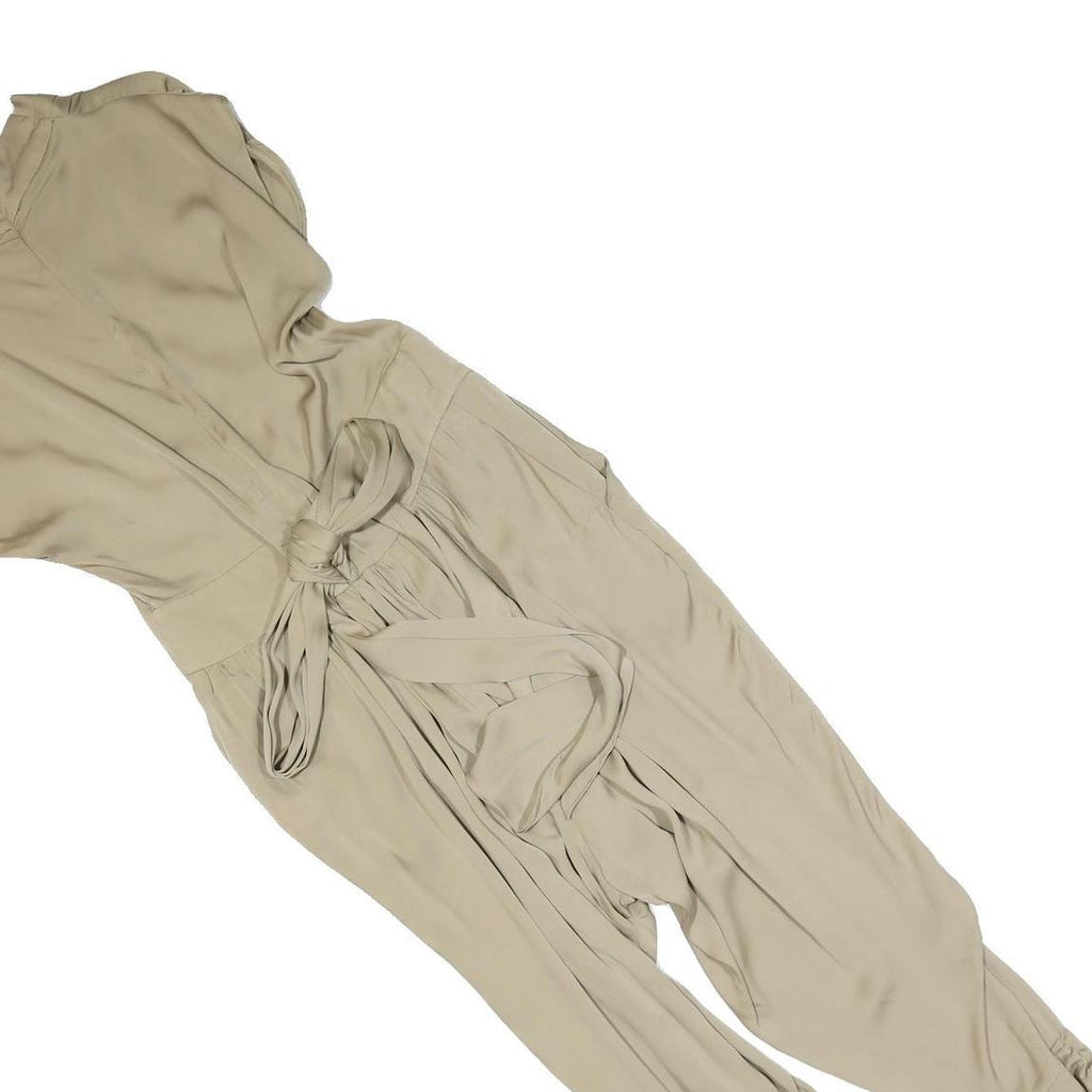 CATHERINE MALANDRINO Womens Beige Playsuit M Sleeveless V-Neck Waist Tie Relaxed