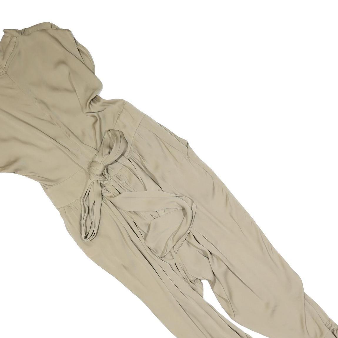 CATHERINE MALANDRINO Womens Beige Playsuit M Sleeveless V-Neck Waist Tie Relaxed