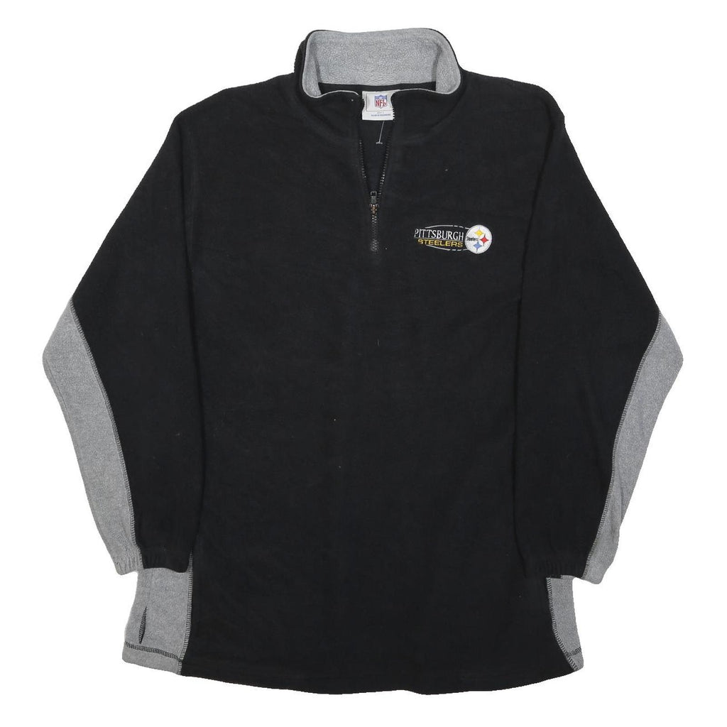 NFL Mens Black & Grey Pittsburgh Steelers Zip Up Fleece Jacket L Polyester