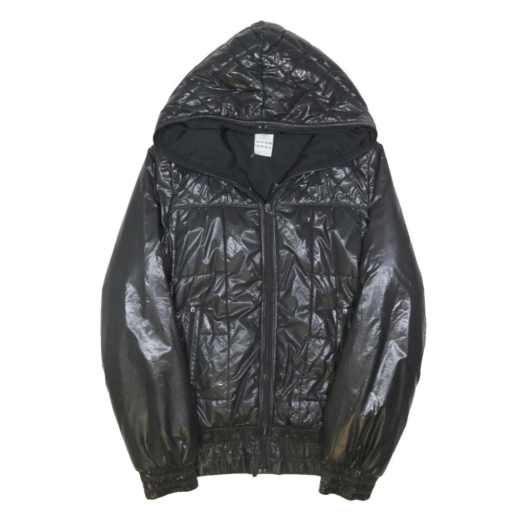 ADIDAS Womens Black Jacket UK 10 Polyester Blend Hooded Zip-Up Sportswear
