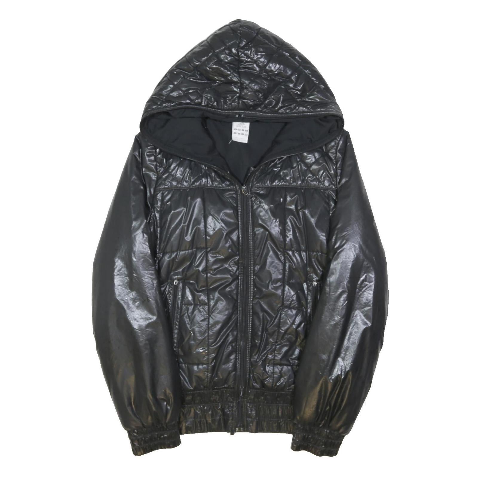 ADIDAS Womens Black Jacket UK 10 Polyester Blend Hooded Zip-Up Sportswear