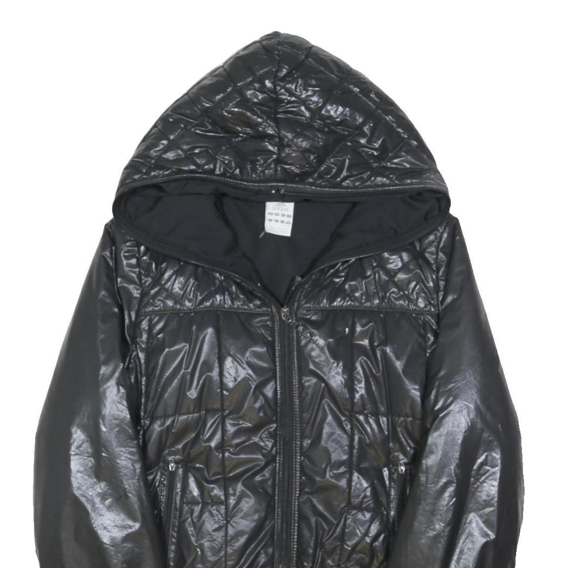 ADIDAS Womens Black Jacket UK 10 Polyester Blend Hooded Zip-Up Sportswear