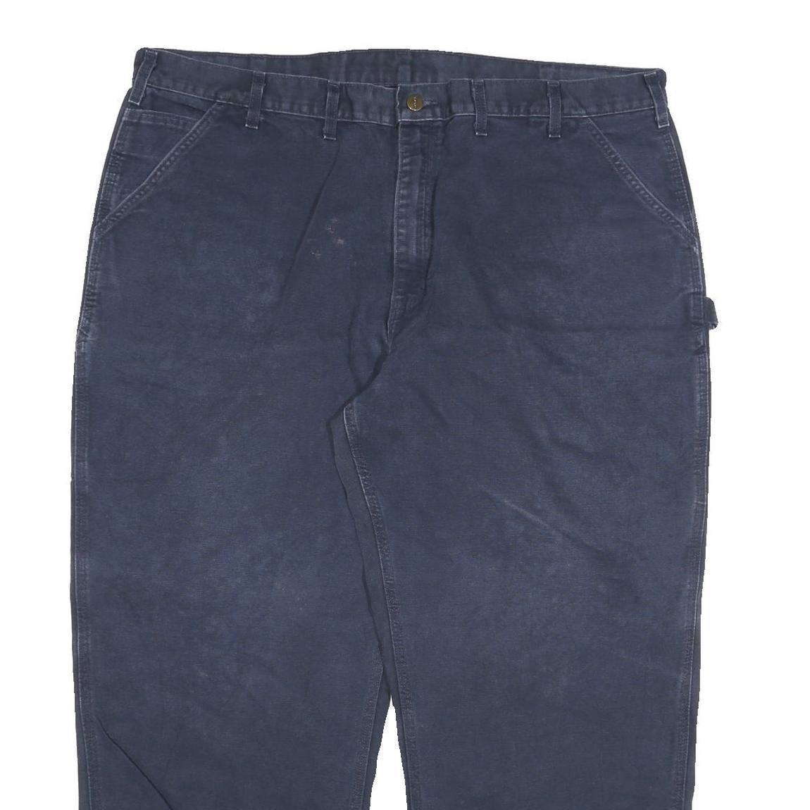 CARHARTT Mens Jeans Navy Blue Regular Straight Denim Medium W46 L30 Workwear