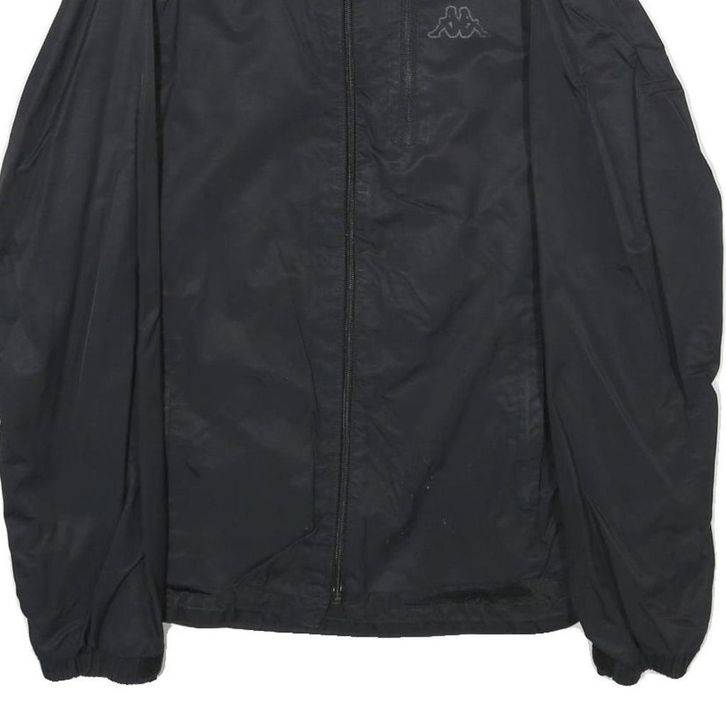 KAPPA Mens Black Nylon Jacket S Plain Zip Casual Lightweight Sportswear