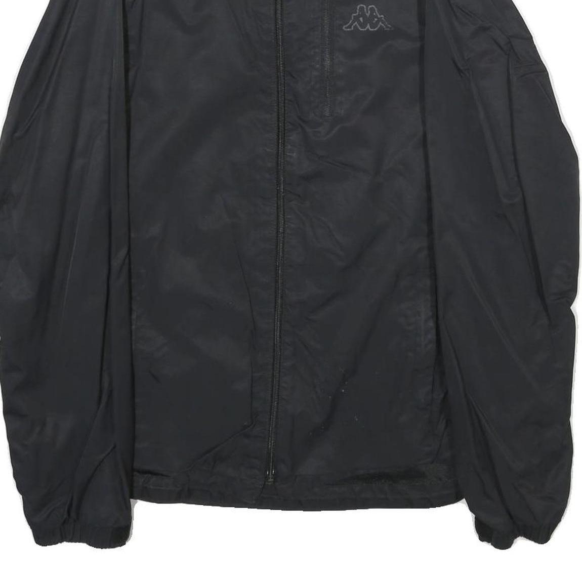 KAPPA Mens Black Nylon Jacket S Plain Zip Casual Lightweight Sportswear