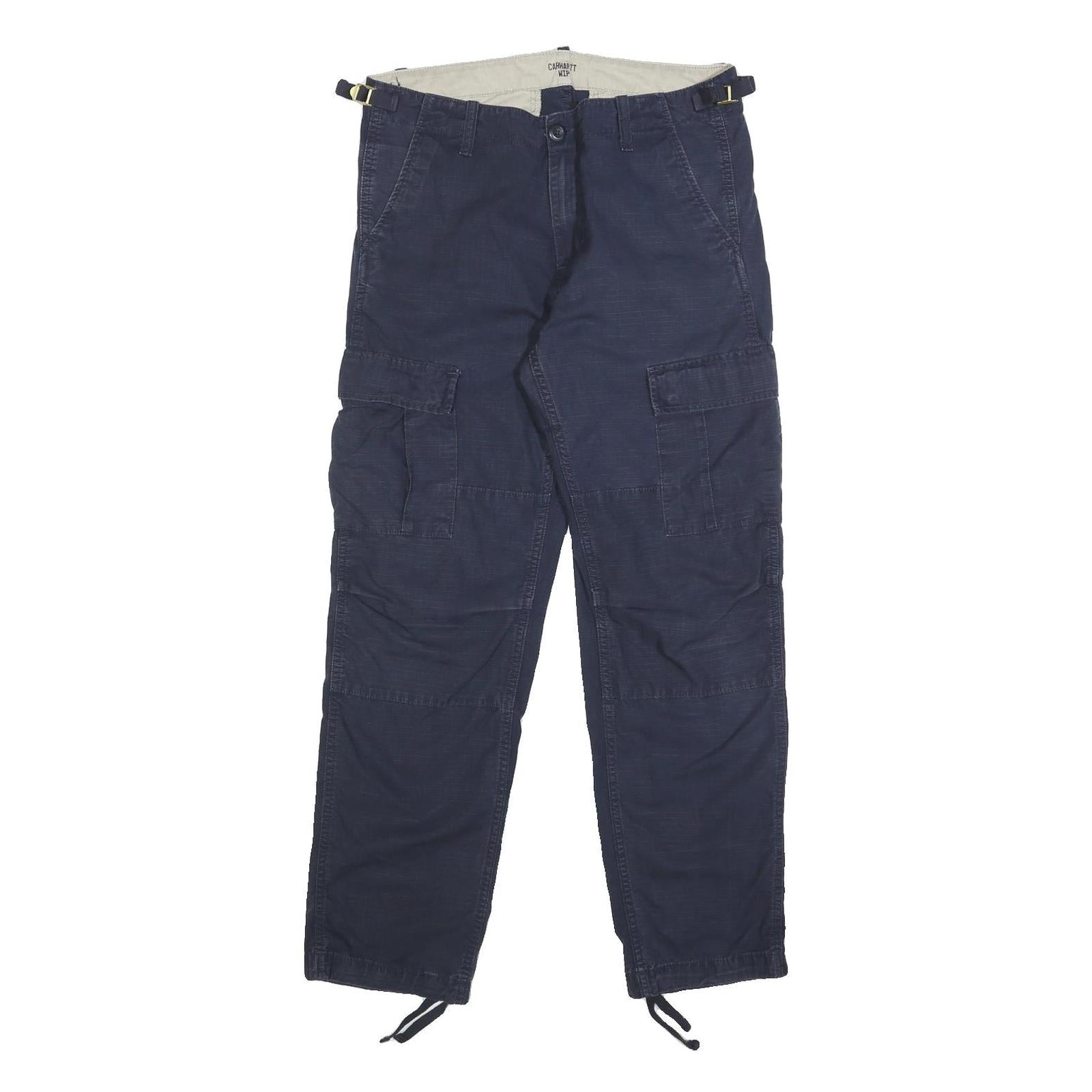 CARHARTT WIP Mens Cotton Blue Regular Cargo Trousers W30 L30 Casual Workwear
