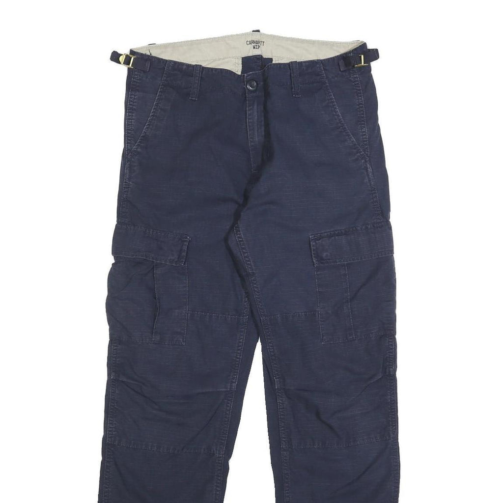 CARHARTT WIP Mens Cotton Blue Regular Cargo Trousers W30 L30 Casual Workwear