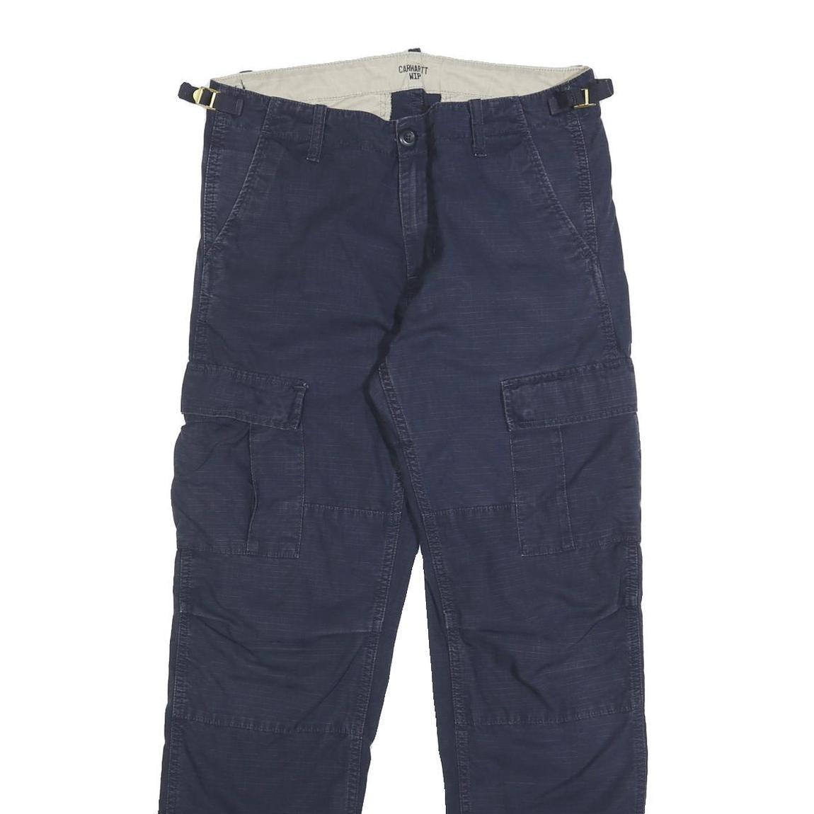 CARHARTT WIP Mens Cotton Blue Regular Cargo Trousers W30 L30 Casual Workwear