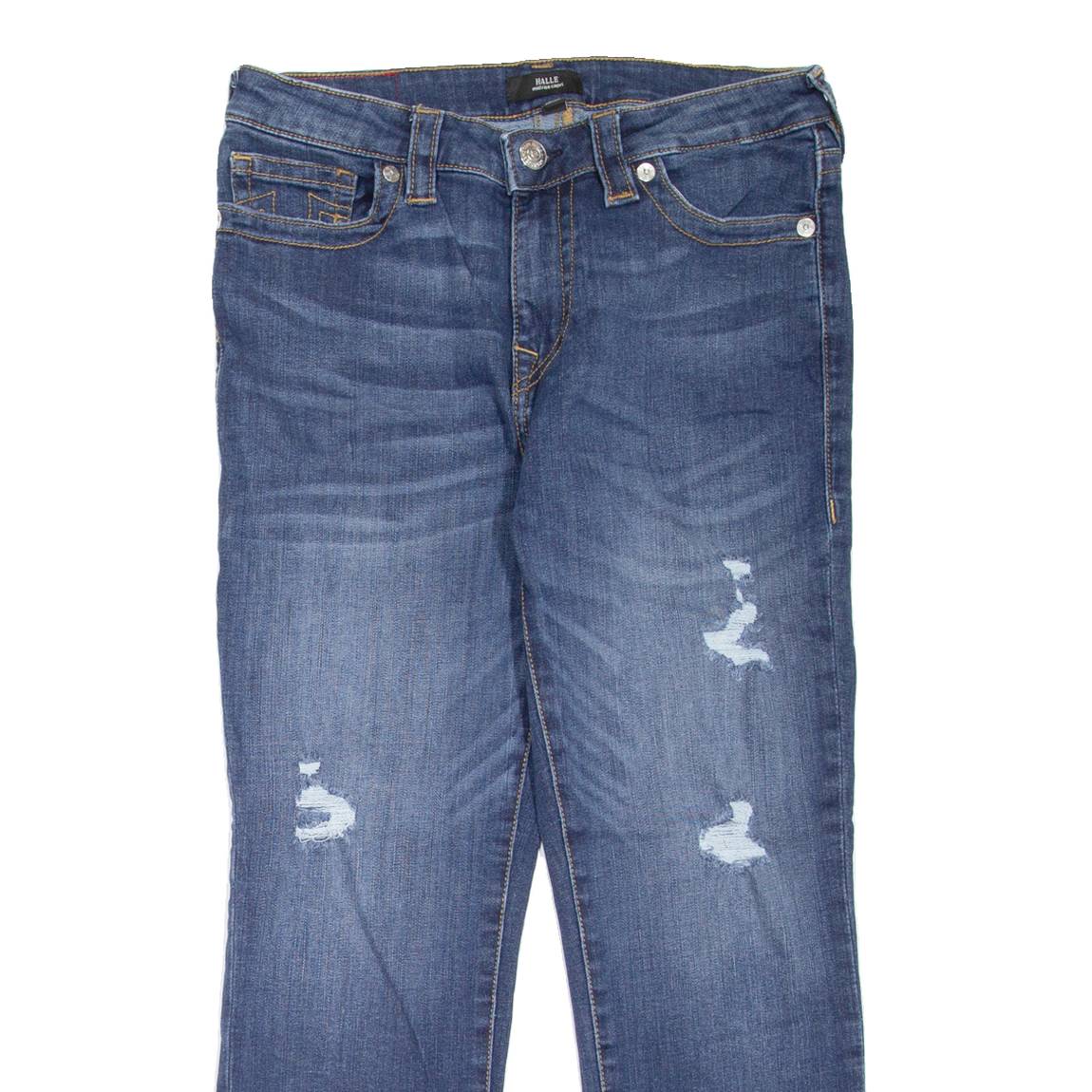 TRUE RELIGION Halle Mid Rise Crop Womens Jeans Blue Slim Tapered W30 L24