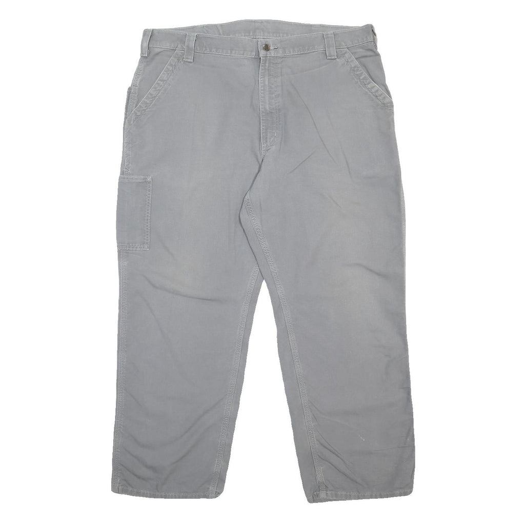 CARHARTT Mens Cotton Blend Relaxed Grey Workwear Trousers W40 L29 Durable Zip