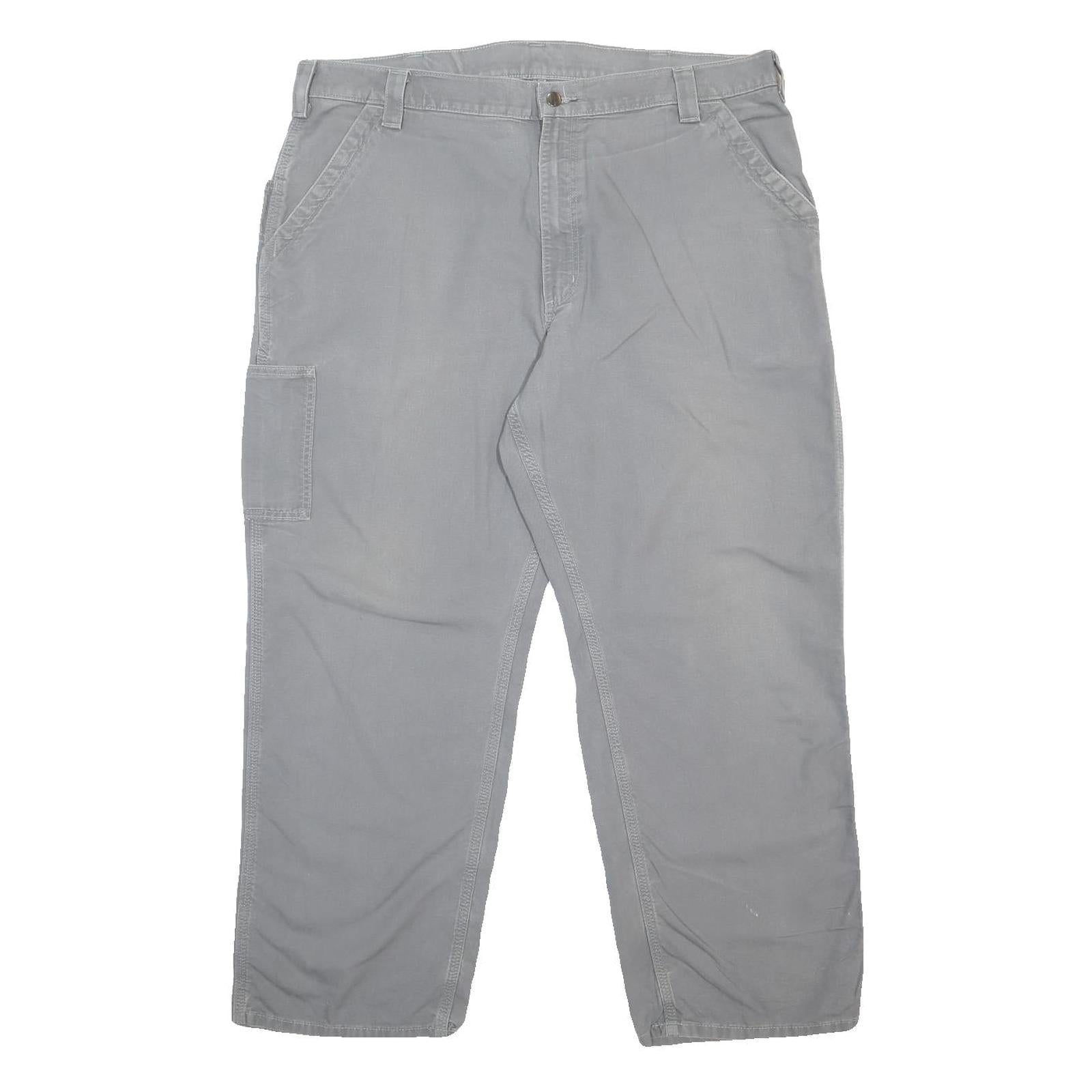 CARHARTT Mens Cotton Blend Relaxed Grey Workwear Trousers W40 L29 Durable Zip