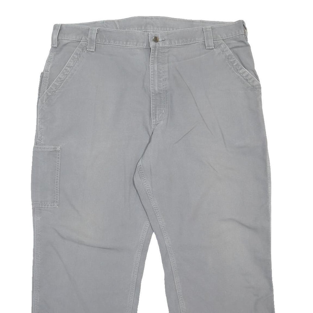 CARHARTT Mens Cotton Blend Relaxed Grey Workwear Trousers W40 L29 Durable Zip