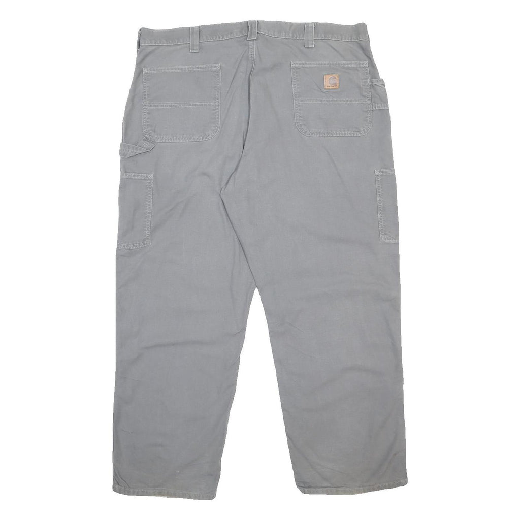 CARHARTT Mens Cotton Blend Relaxed Grey Workwear Trousers W40 L29 Durable Zip