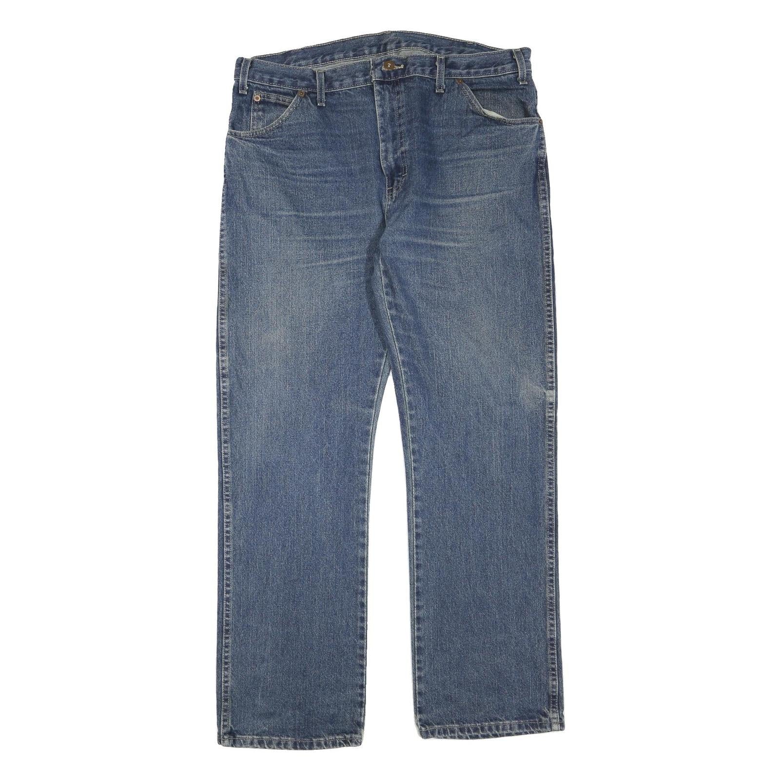 DICKIES Mens Blue Regular Fit Straight Denim Jeans W38 L32 Classic Zip Closure