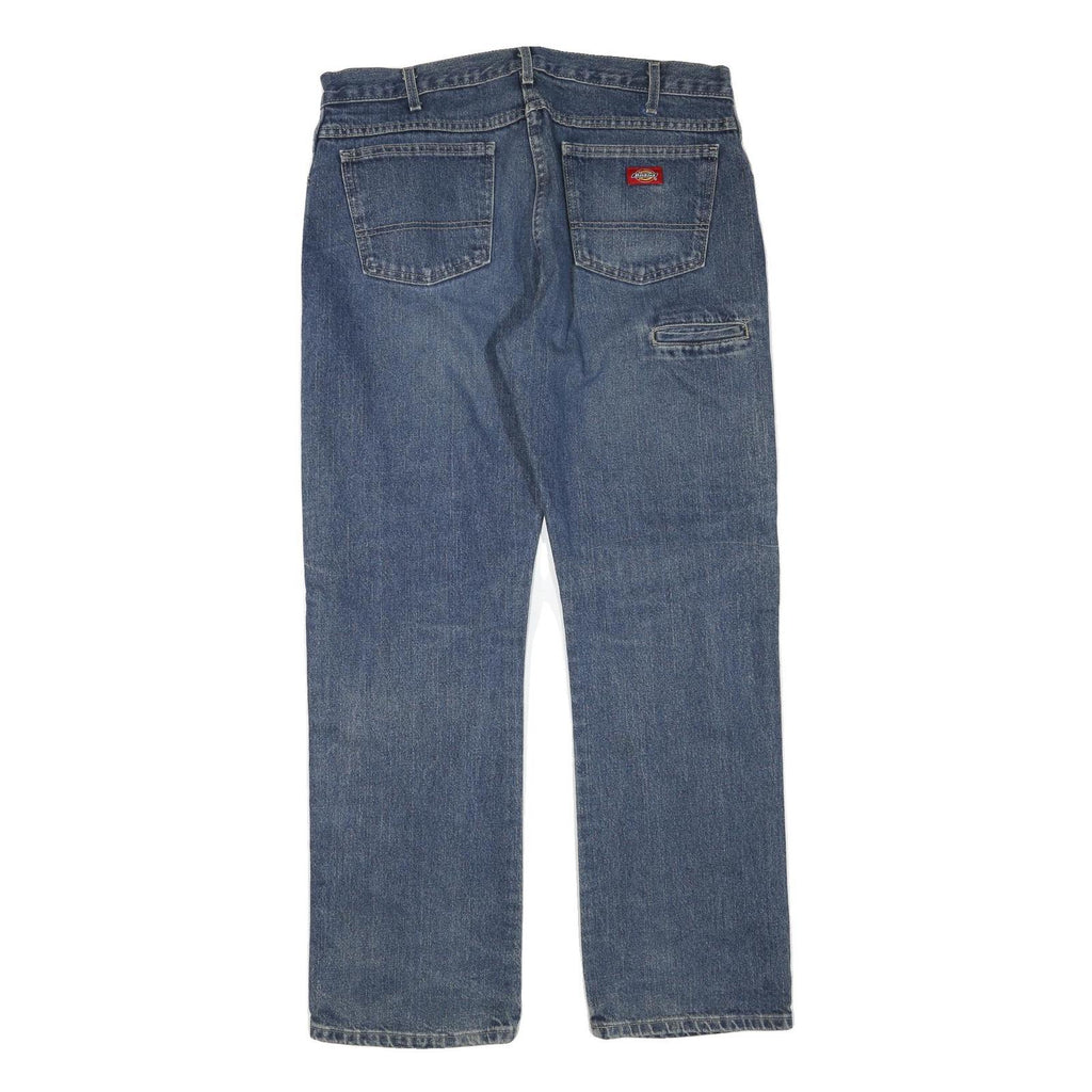 DICKIES Mens Blue Regular Fit Straight Denim Jeans W38 L32 Classic Zip Closure