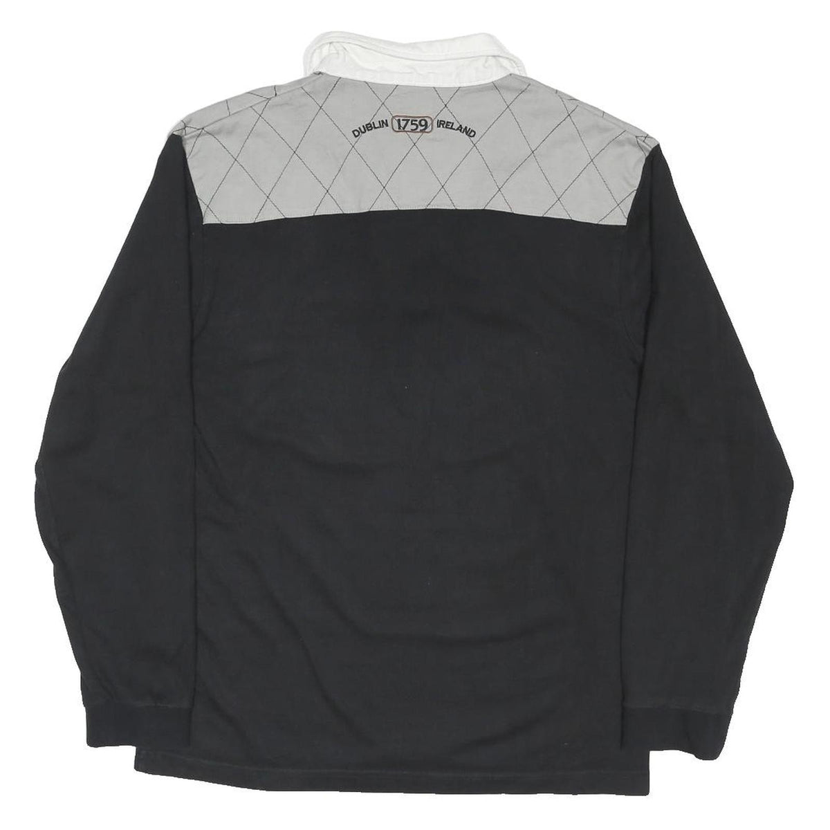 GUINNESS Womens Black & Grey Long Sleeve Plain M Cotton Blend Polo Shirt