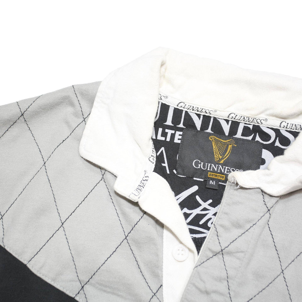 GUINNESS Womens Black & Grey Long Sleeve Plain M Cotton Blend Polo Shirt