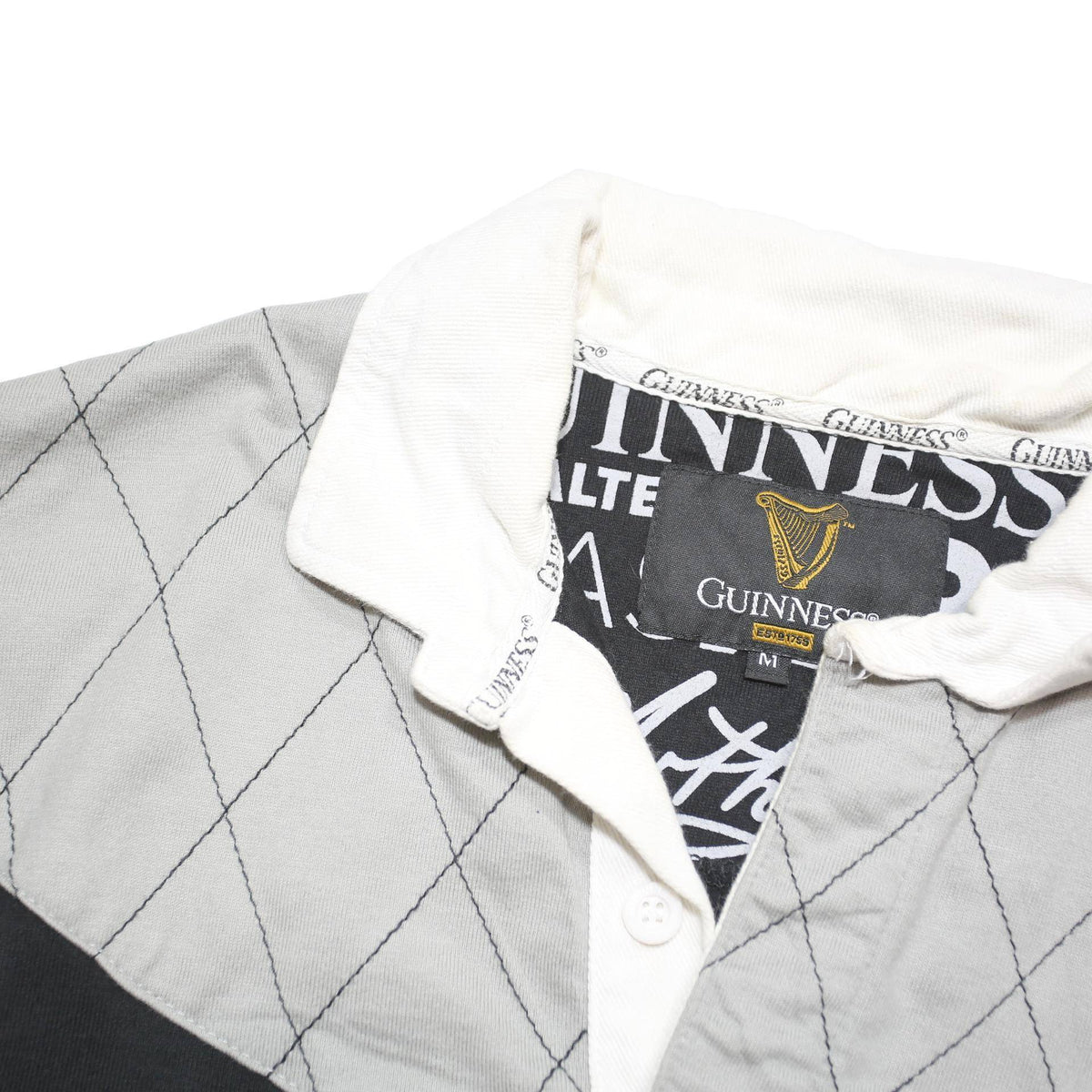 GUINNESS Womens Black & Grey Long Sleeve Plain M Cotton Blend Polo Shirt