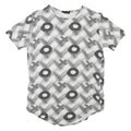 Womens White & Grey Modern Colourblock T-Shirt L Short Sleeve Crew Neck Graphic