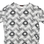 Womens White & Grey Modern Colourblock T-Shirt L Short Sleeve Crew Neck Graphic
