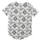 Womens White & Grey Modern Colourblock T-Shirt L Short Sleeve Crew Neck Graphic