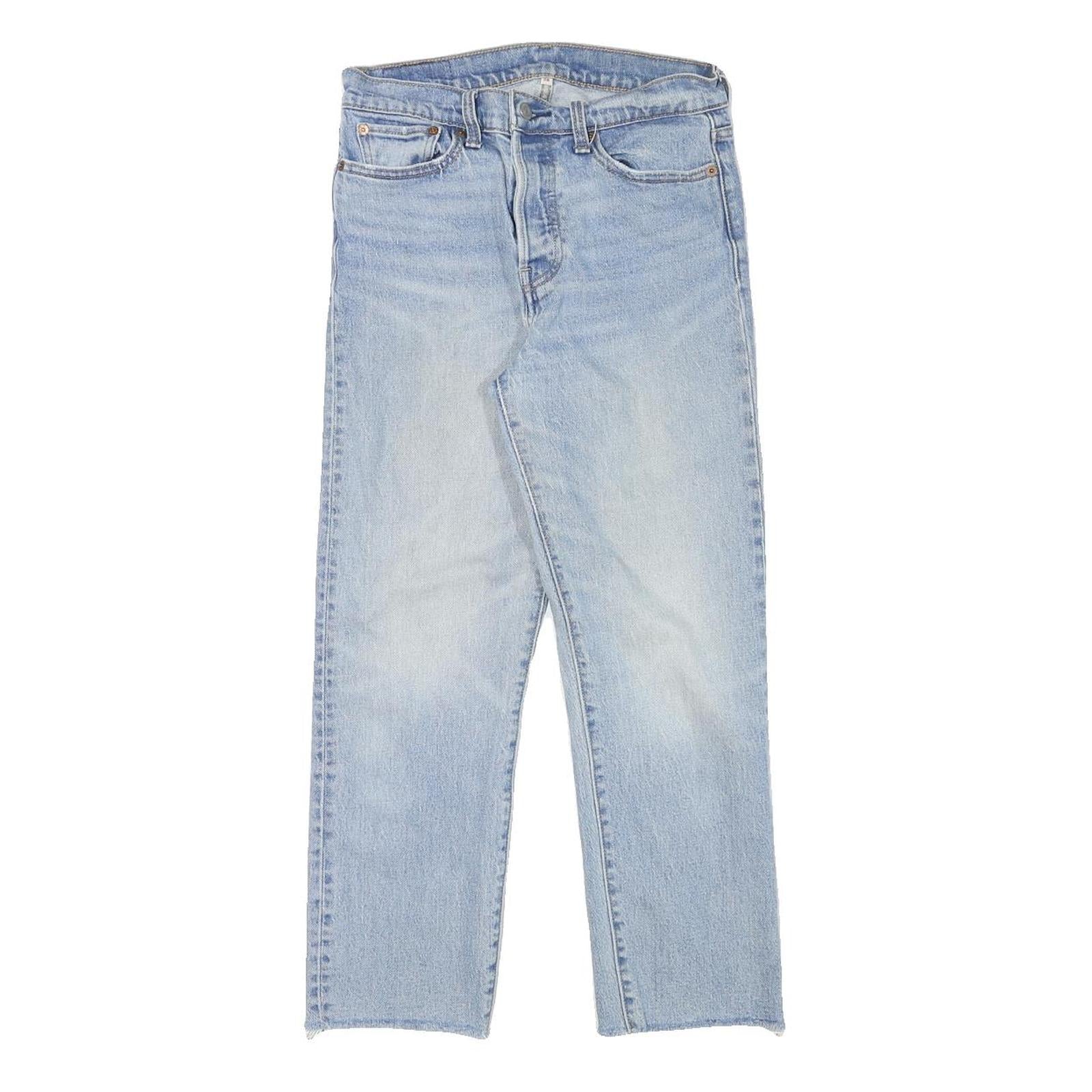 LEVI'S Womens Regular Fit Straight Light Blue Denim Jeans W28 L25 Button