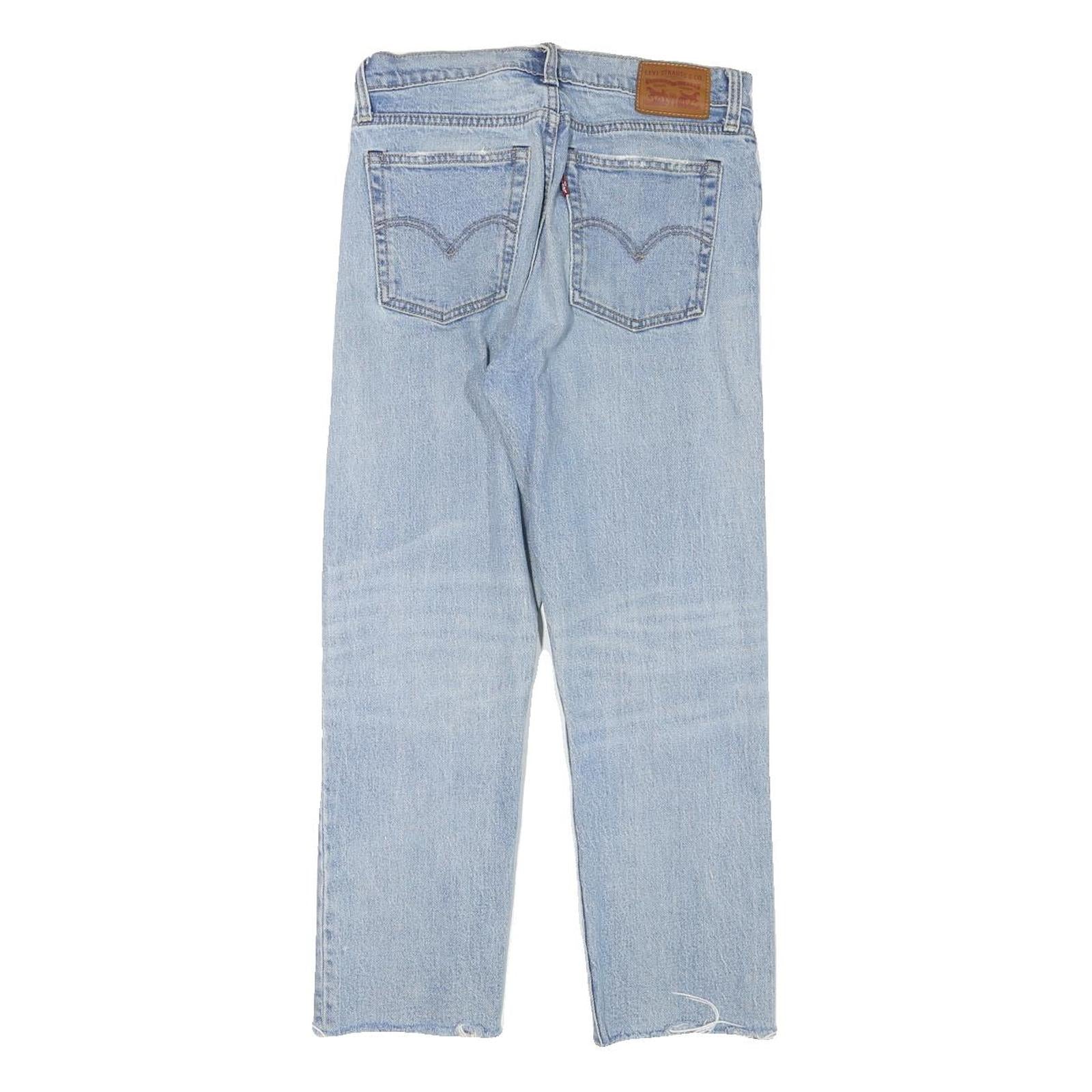 LEVI'S Womens Regular Fit Straight Light Blue Denim Jeans W28 L25 Button