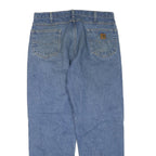 CARHARTT Mens Regular Fit Blue Denim Jeans W38 L32 Distressed Casual Zip