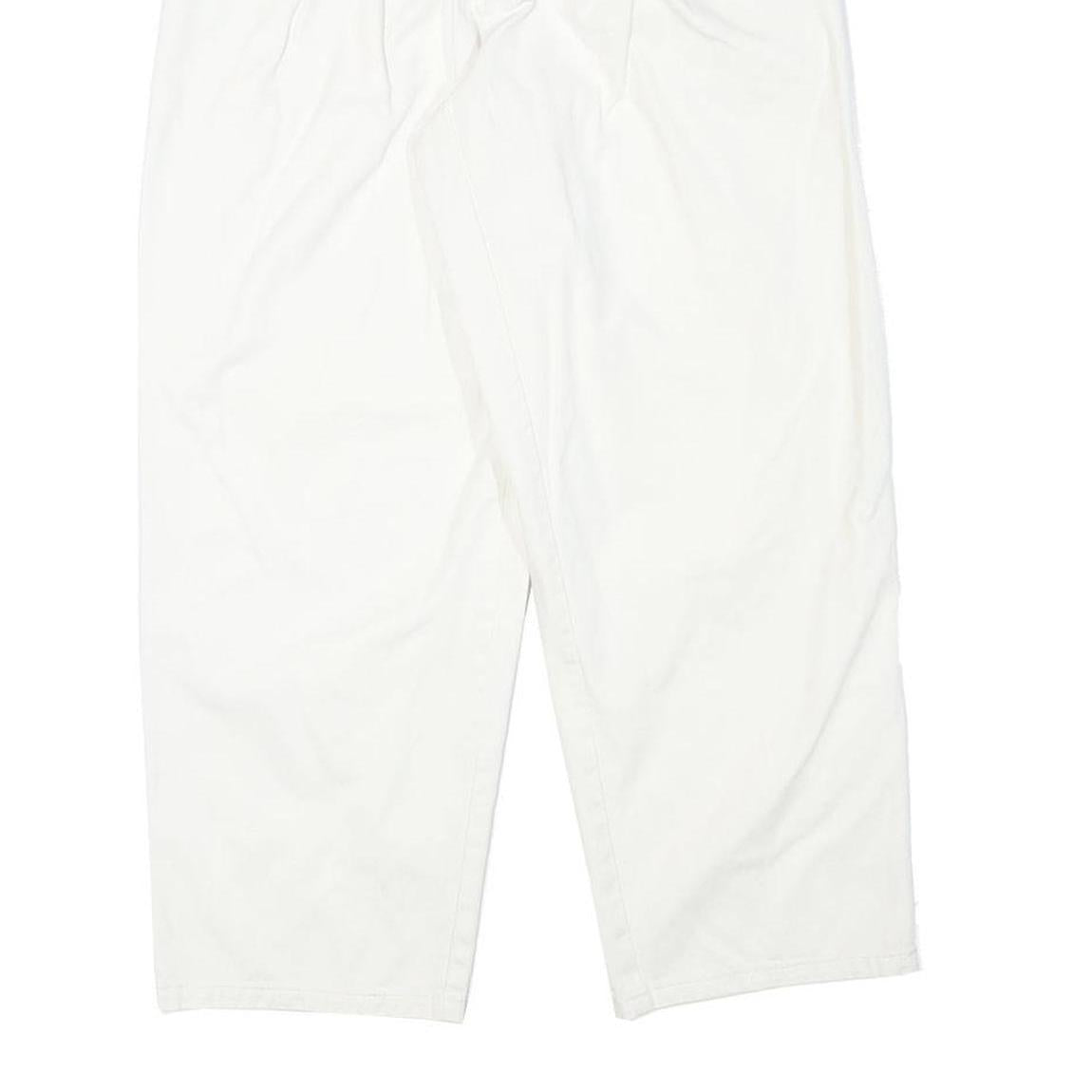 TORERO Womens Cotton Blend White Relaxed Straight Trousers W28 L26 Zip Closure