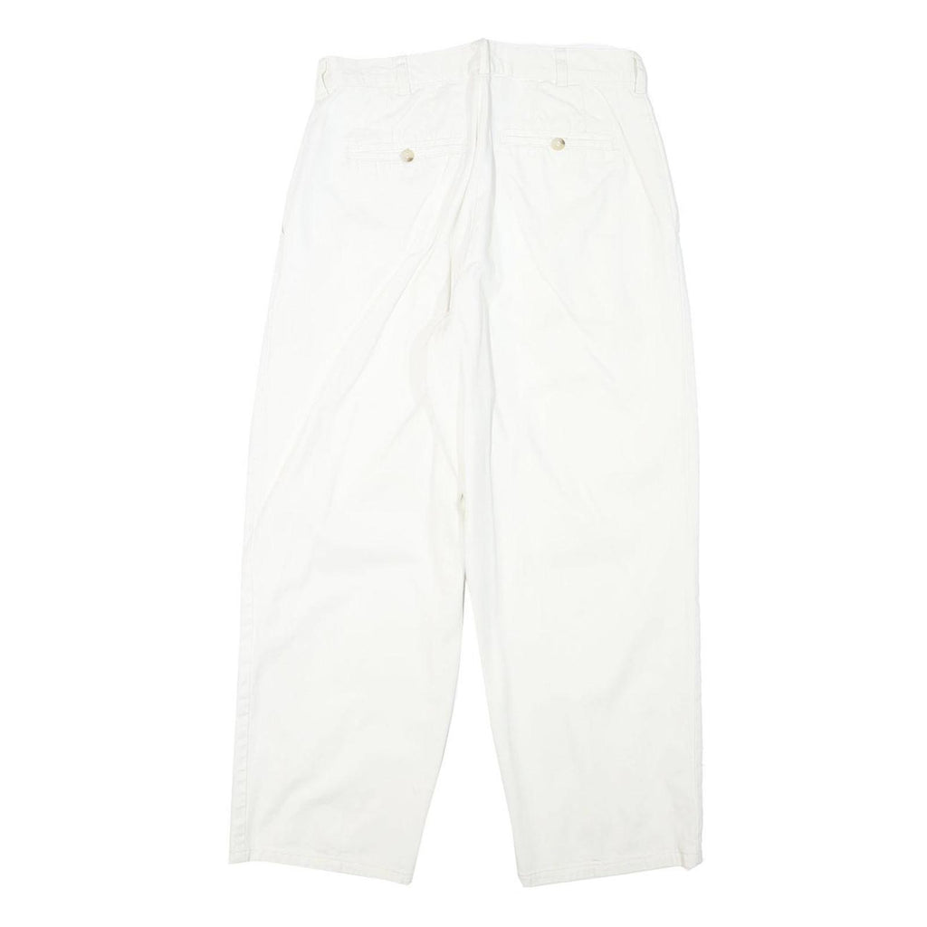 TORERO Womens Cotton Blend White Relaxed Straight Trousers W28 L26 Zip Closure