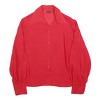 JULIETTA Womens Red Basic Long Sleeve Collared Shirt M Lightweight Polyester