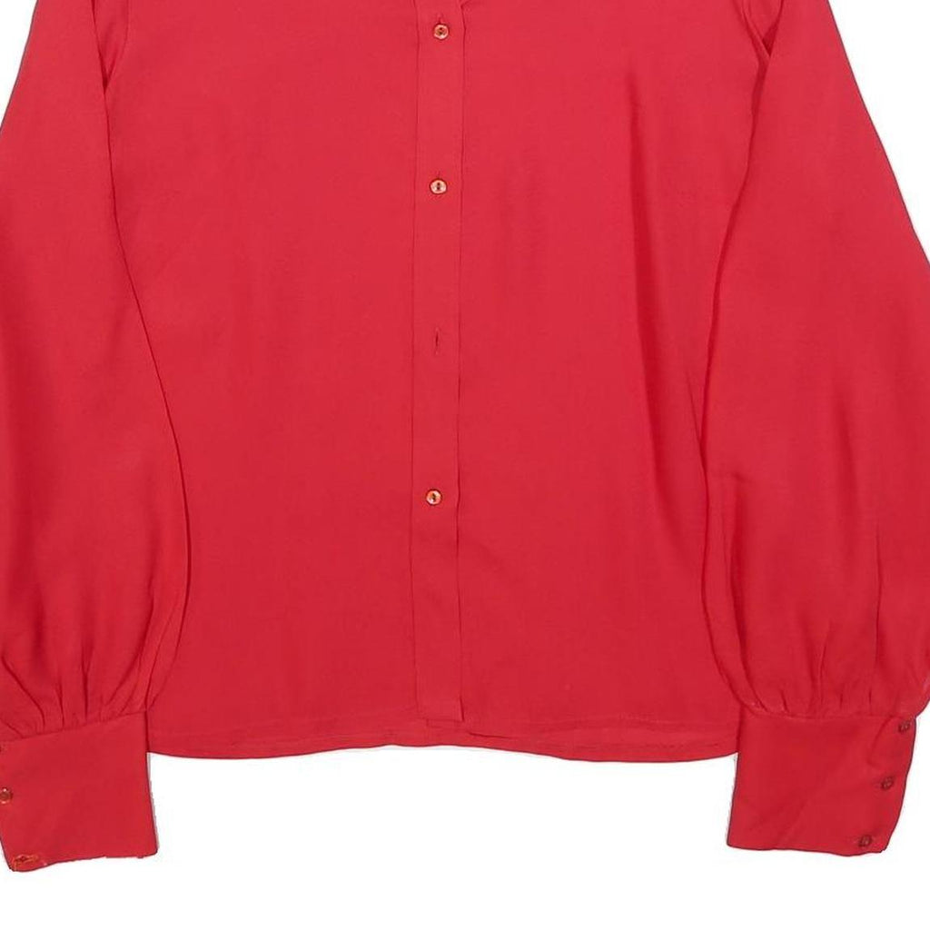 JULIETTA Womens Red Basic Long Sleeve Collared Shirt M Lightweight Polyester