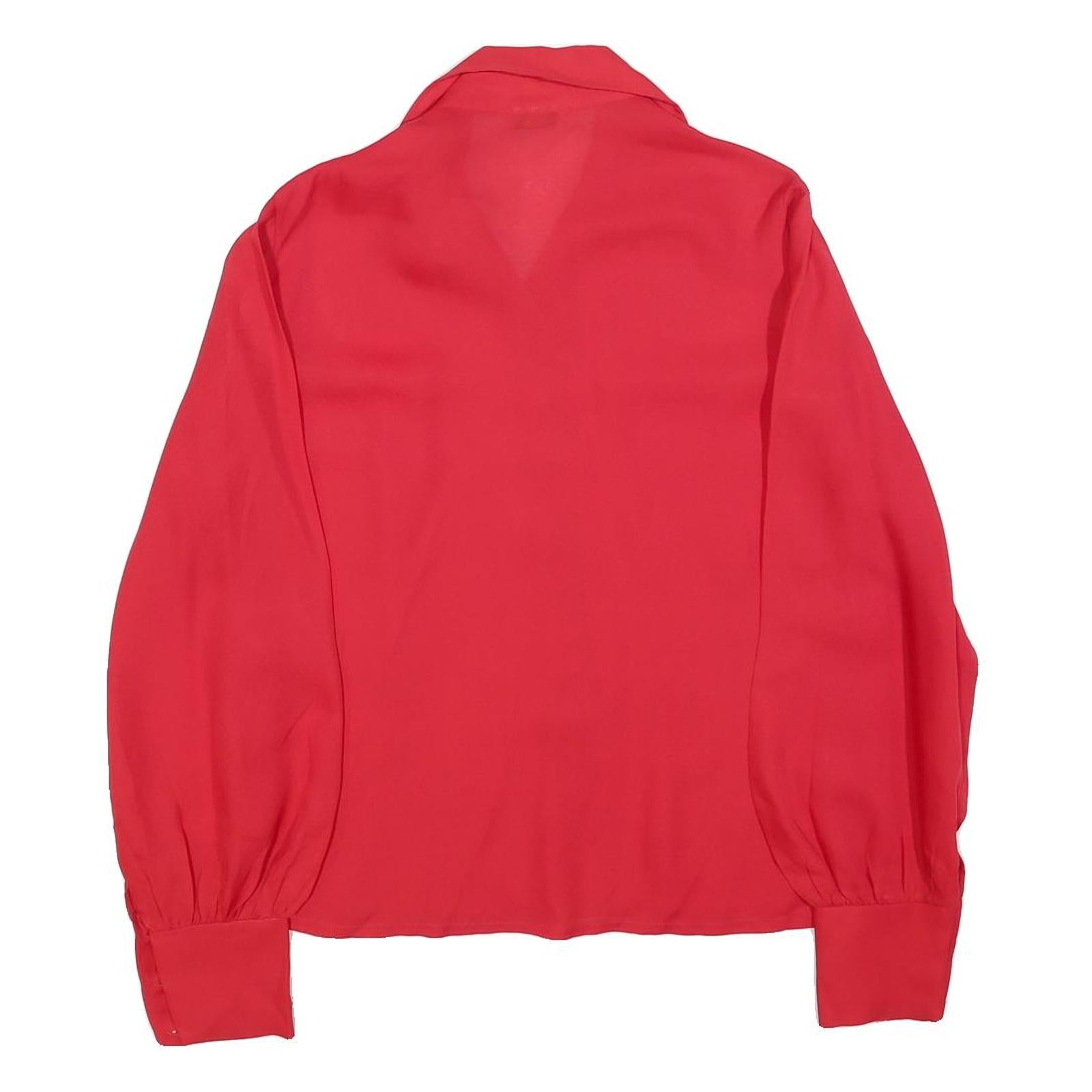 JULIETTA Womens Red Basic Long Sleeve Collared Shirt M Lightweight Polyester