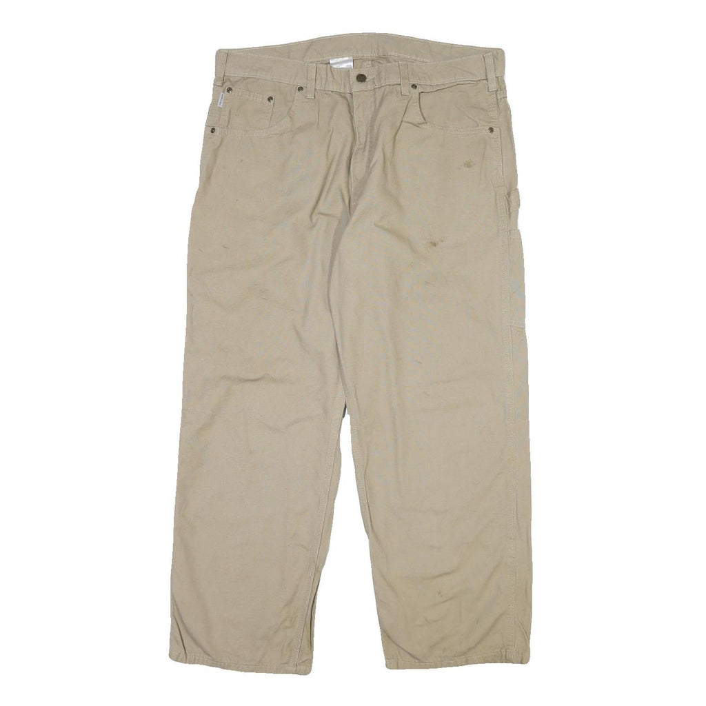 CARHARTT Mens Cotton Blend Beige Regular Fit Button Closure Trousers W40 L30