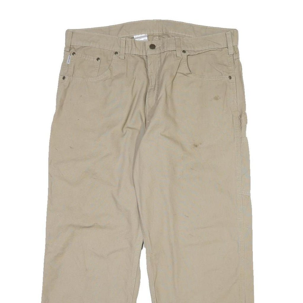 CARHARTT Mens Cotton Blend Beige Regular Fit Button Closure Trousers W40 L30
