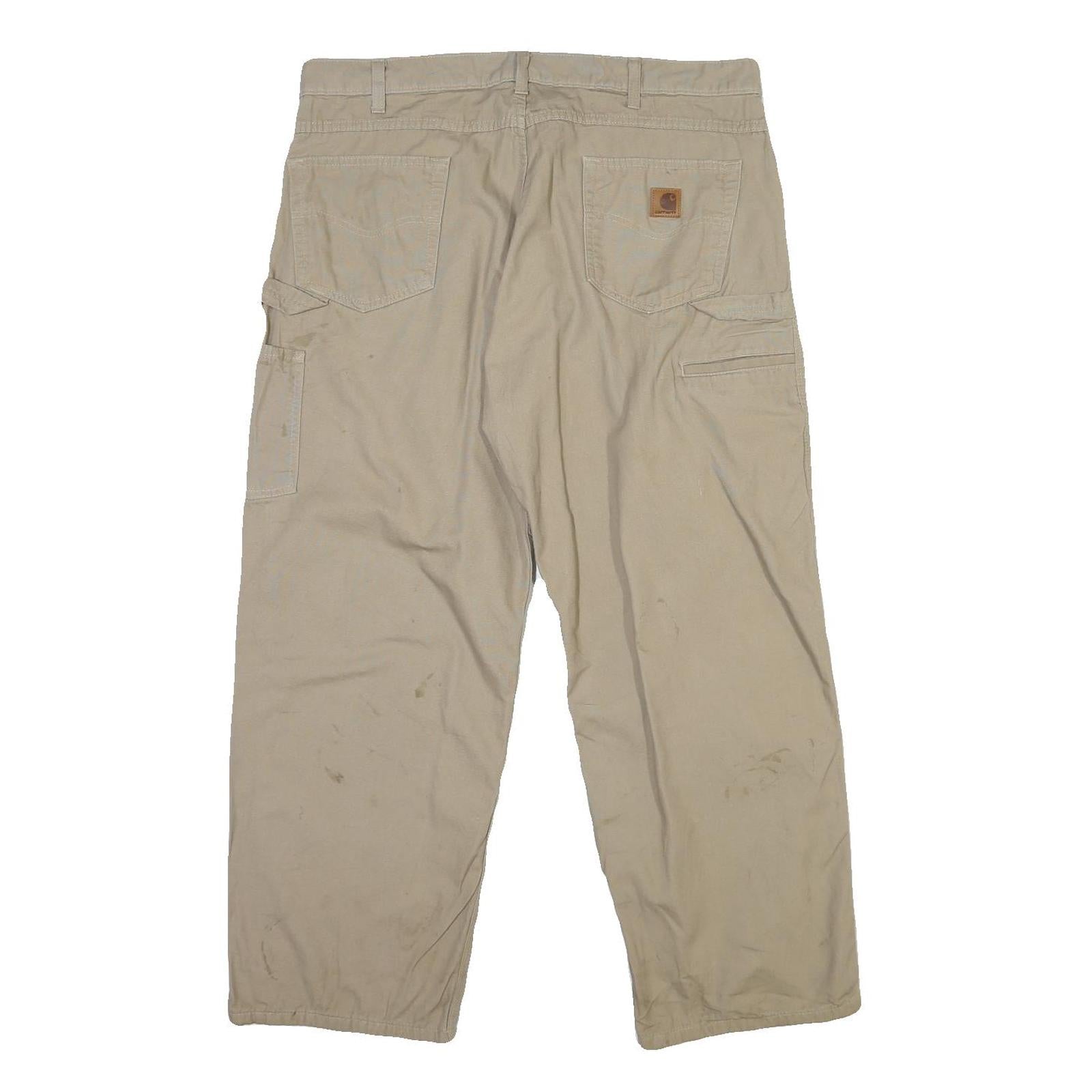 CARHARTT Mens Cotton Blend Beige Regular Fit Button Closure Trousers W40 L30