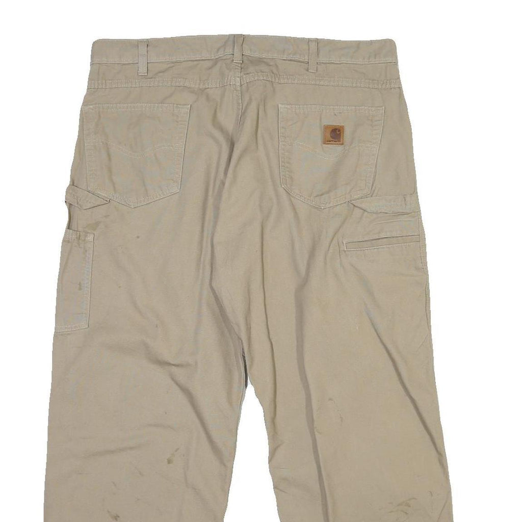 CARHARTT Mens Cotton Blend Beige Regular Fit Button Closure Trousers W40 L30
