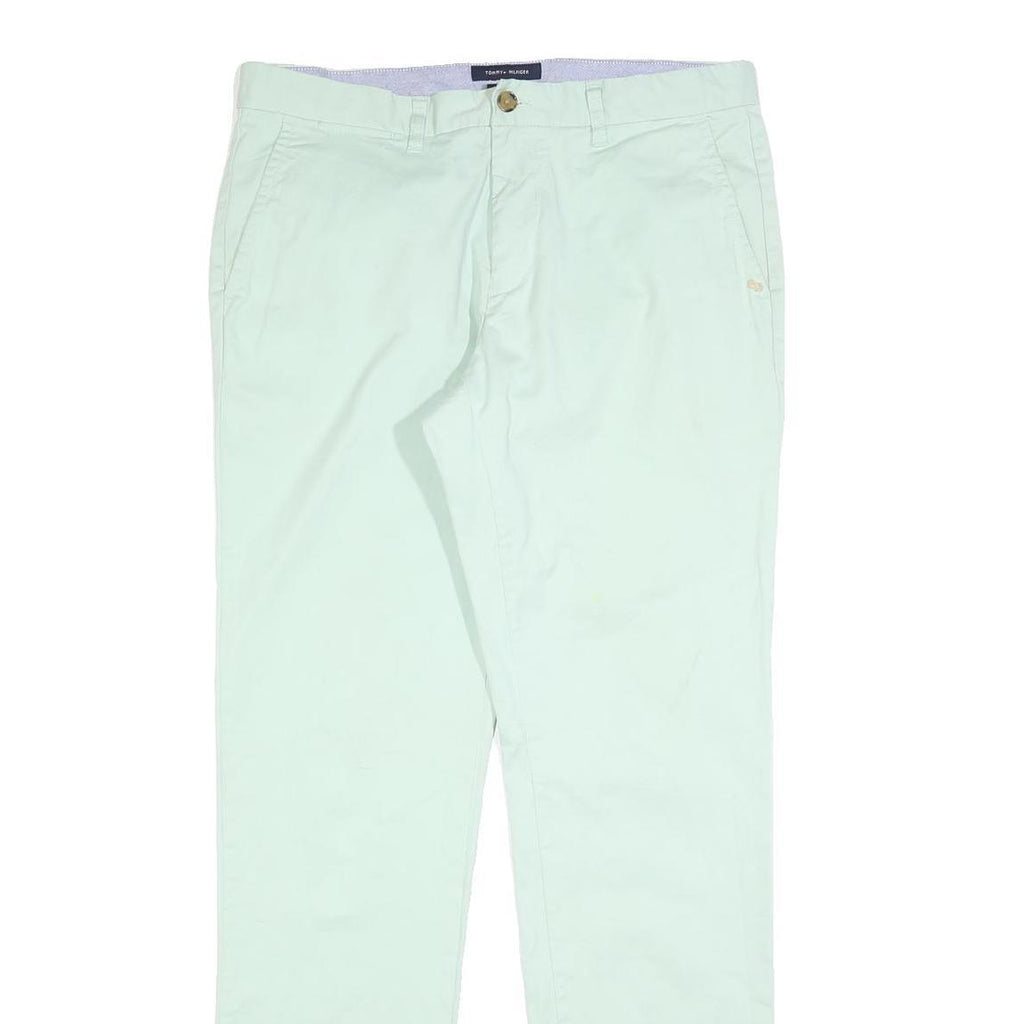 TOMMY HILFIGER Mens Cotton Blend White Regular Straight Trousers W34 L34 Smart