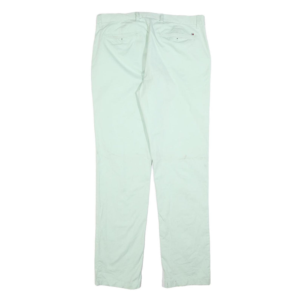 TOMMY HILFIGER Mens Cotton Blend White Regular Straight Trousers W34 L34 Smart