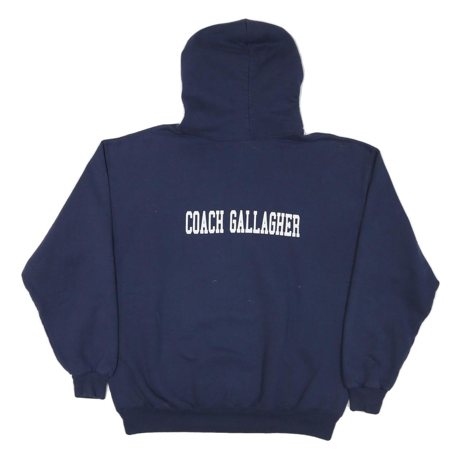 JERZEES Mens Navy Blue Up Viking Football Pullover Hoodie XL Coach Gallagher