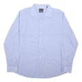 EMPORIO ARMANI Mens Blue Plain Shirt XL Cotton Blend Classic Long Sleeve Button