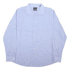 EMPORIO ARMANI Mens Blue Plain Shirt XL Cotton Blend Classic Long Sleeve Button