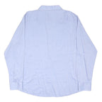 EMPORIO ARMANI Mens Blue Plain Shirt XL Cotton Blend Classic Long Sleeve Button