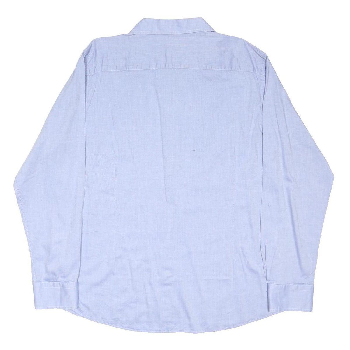 EMPORIO ARMANI Mens Blue Plain Shirt XL Cotton Blend Classic Long Sleeve Button