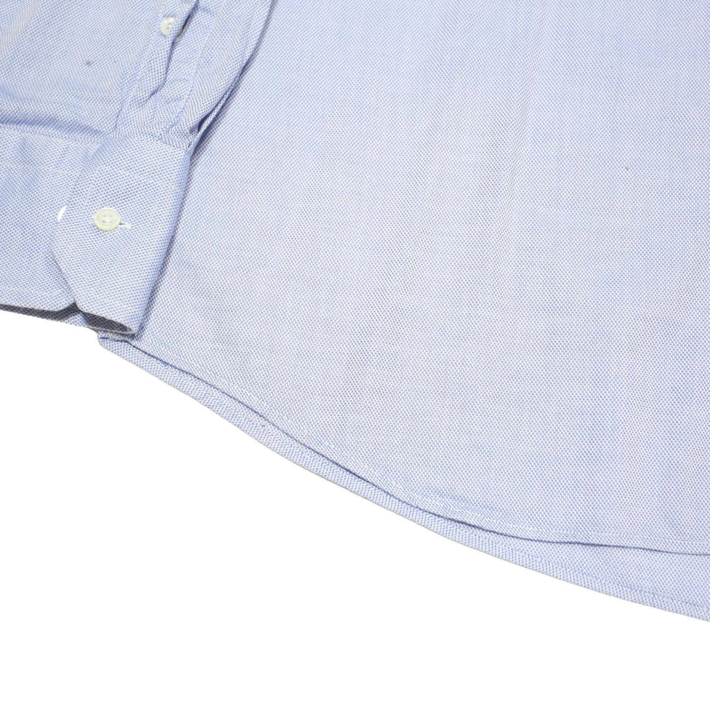 EMPORIO ARMANI Mens Blue Plain Shirt XL Cotton Blend Classic Long Sleeve Button