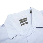 EMPORIO ARMANI Mens Blue Plain Shirt XL Cotton Blend Classic Long Sleeve Button